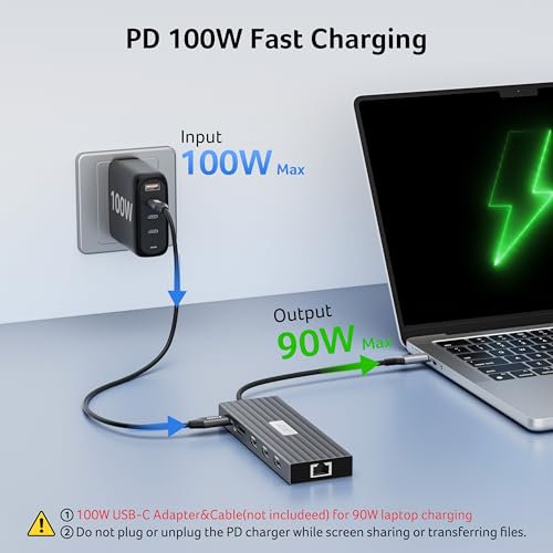 Acer Docking Station 3 Monitors with 3 HDMI, 13-in-1 USB C Hub for Laptop with 4K@60Hz HDMI, 1 Gbps Ethernet, 10Gbps Data, 100W PD, SD/TF, Laptop Dock for Acer, XPS, Spectre, Surface, Mac