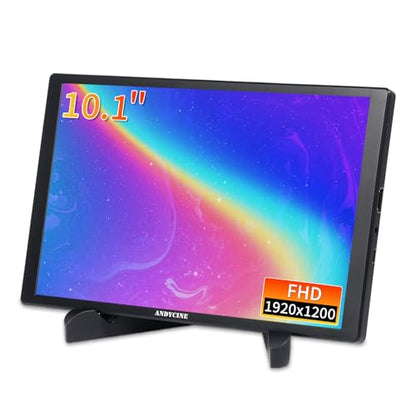 ANDYCINE N10 Portable Monitor, 10.1 Inch Mini Touch 1920x1200 IPS Screen, HDMI USB C in, 350nits 60Hz 1000:1 Contrast Display with Bracket & Speakers for Laptop,PC,PS4/5,Switch,Mac,Xbox
