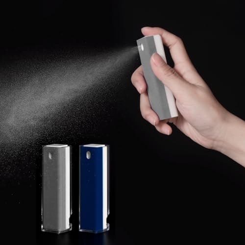 CLICK CLEAN 2Pcs Screen Cleaner, Fingerprint Proof Mist Cleaner Spray, All-in-One Cleaner with Microfiber for All Phones, Laptop and Tablet Screens (Grey + Dark Blue) - color: Grey + Dark Blue
