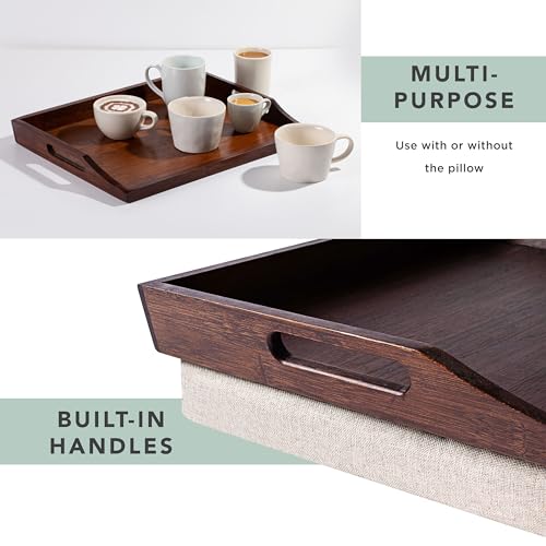 ROSSIE Home Wood Lap Tray – Java Bamboo, 2-Pack with Storage Basket - color: Java, size: 2-Pack with Basket