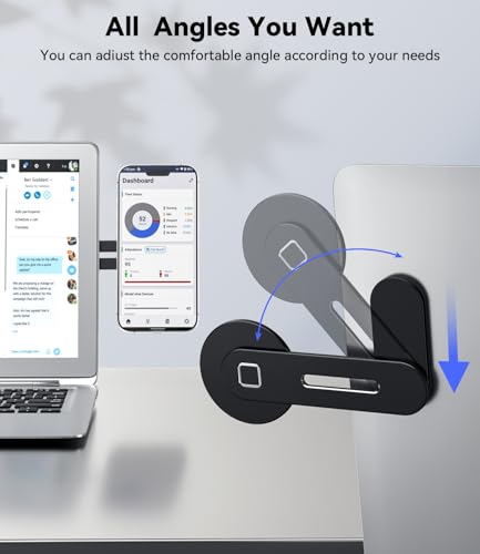 CloudValley Adjustable Laptop Stand, Magnetic Phone Holder, Aluminum Slim Computer Monitor Side Mount Clip for iPhone MagSafe Series & All Phones, Portable Foldable Computer Expansion Bracket, Black | Aluminum Slim Computer Side Mount Clip for All Phones,