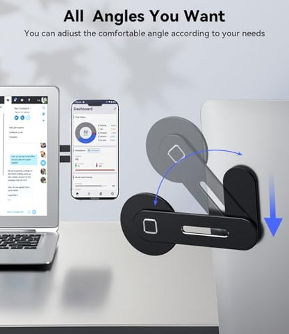 CloudValley Adjustable Laptop Stand, Magnetic Phone Holder, Aluminum Slim Computer Monitor Side Mount Clip for iPhone MagSafe Series & All Phones, Portable Foldable Computer Expansion Bracket, Black | Aluminum Slim Computer Side Mount Clip for All Phones,