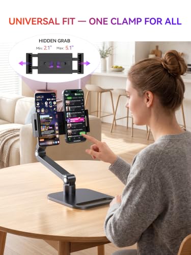 UPERFECT Portable Monitor & Tablet Stand, Heavy-Duty Carbon Steel Mount | Adjustable Clamp, Fits 4.7–19" Devices, 360° Rotation, Foldable Desk Mount for iPad, Phone, Tablet & Travel Use - size: 19 inch