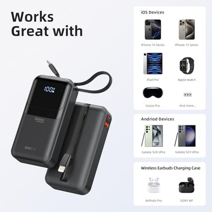 Selore&S-Global 3 in 1 Portable Phone Charger 10000mAh and PD 30W Fast Charging Portable iPhone Charger 10 000mAh