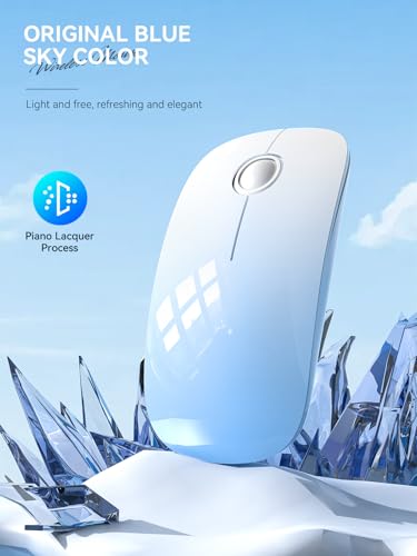 RAPIQUE Bluetooth Wireless Mouse, BT5.1＆ 2.4G Slim Dual Mode, Gradient sky blue - color: Gradient sky blue