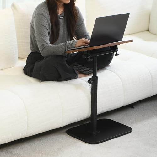 ACEQLYT® Small Adjustable Side Table, Adjustable Height & Flip-Over Panel Design & 360° Swivel, Couch Armrest C Shaped End Table, Laptop Stand for Couch