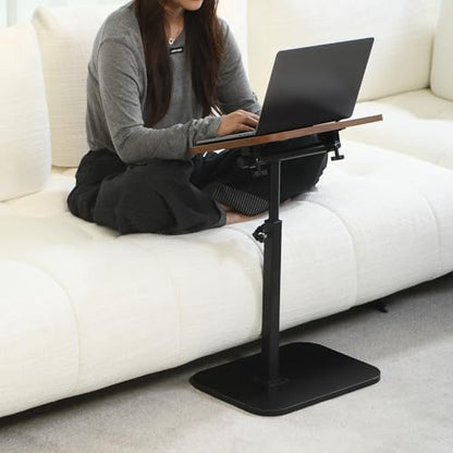 ACEQLYT® Small Adjustable Side Table, Adjustable Height & Flip-Over Panel Design & 360° Swivel, Couch Armrest C Shaped End Table, Laptop Stand for Couch