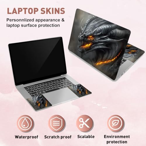 PLIGREAT Laptop Skin Stickers, Reusable Netbook Skin Sticker Vinyl Decals for PC Notebook Laptops Keyboard Cover Universal 12" 13" 13.3" 14" 15 Inch Dragon Laptop Case Protector Film - color: Dragon