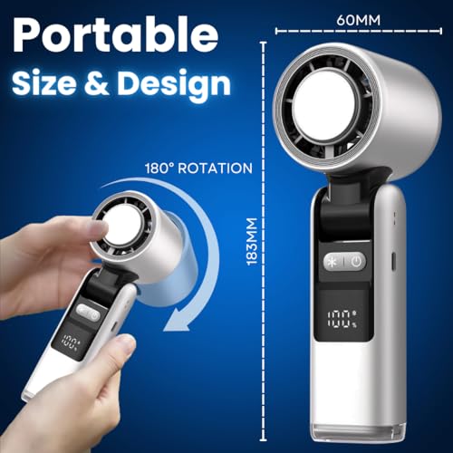 ArcticPad Portable Peltier Chill-Pad Fan - Cooling Handheld Fan with Cold Plate - 13K RPM, 100 Speeds & LED Display - USB Rechargeable Battery Powered Travel Fan - Snow White - color: Snow White
