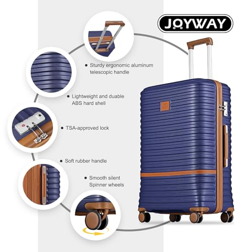 Joyway Expandable Carry on Luggage Sets Airline Approved, Lightweight Hard Shell 20 Inch Carry-on Suitcase with Spinner Wheels - color: Navy, size: Carry on luggage