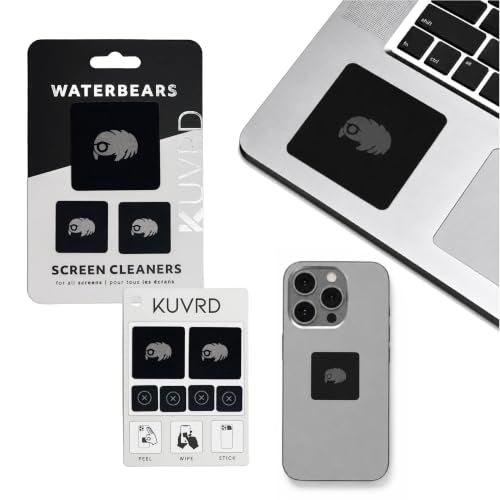 KUVRD Waterbear - Universal Screen Cleaners - Teeny Tiny Cleaning Tools for Your Lenses & Screens - 2-Pack - (1 Patch Set, 1 Pad Set) - size: 2-Pack (1 Patch Set, 1 Pad Set)