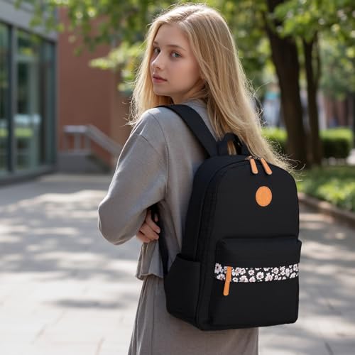 mygreen Waterproof School Backpack for Teen Girls & Boys, Lightweight 15.6 Inch Laptop Bag, Trendy 2024 Ergonomic Bookbag for High School, College, and Travel Black - color: Black, Flower, 15.6 Inch Laptop