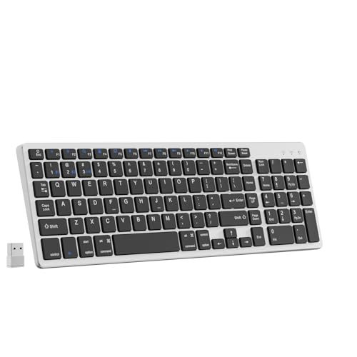 Wireless Bluetooth Keyboard-Number Pad, Multi-Device for Mac/iPad/iPhone | Bluetooth 5.1, low-profile ergonomic design, stable connection. Compatible with Mac, iPad, iPhone, Android, Windows, White - color: gray