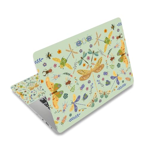 DINKY Laptop Skin Sticker Decal 15.6" 15.4" 12" 13" 13.3" 14" 15 inch Laptop Universal Vinyl Skin Stickers Cover Art Decal Notebook PC Personalized Protector, Green Dragonfly - color: Green Dragonfly