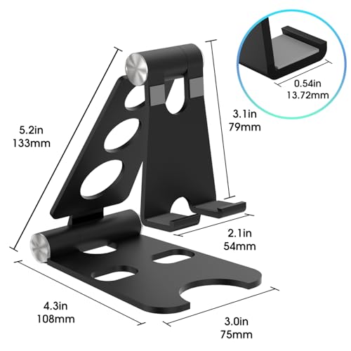 Kado Aluminum Alloy Tablet Stand for Portable Monitor, Foldable iPad Stand | Black Adjustable Holder Computer Office Desk Accessories for Kindle, Switch, iPad Pro/Air/Mini, iPhone Pro/Max/Plus