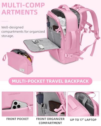 LARVENDER Carry on Luggage 22x14x9 Airline Approved, Expandable 20 Inch Hardside Large Suitcase with Wheels TSA Lock, Lightweigh PC+ABS Travel Carry-on Suitcases for Women and Men, Peach Sparkling - color: Peach-Sparkling (XL-BP), size: 3 Piece Set (Backp