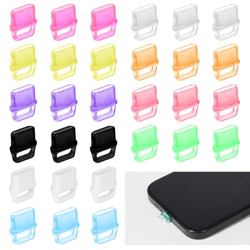 30 Pcs USB C Dust Plug, Colorful USB C Dust Plug Charm Charging Port Anti-Dust Cover Plastic Plugs Protector Cap with Hanging Hole Compatible with All Type-C Devices Laptops Tablets Smart Phones