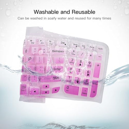 Large Print Keyboard Cover Skin for Logitech Wave Keys MK670 Combo Keyboard Skin, Logitech Wave Keys Wireless Ergonomic Keyboard Cover Protector Skin Accessories, Ombre Purple - color: Ombre Purple-Large