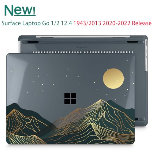 Mektron 2023 Microsoft Surface Laptop GO 3 Case 12.4" Compatible with Go 2/1 Laptop Cover 2022-2020 Releases Model 1943/2013 Plastic Hard Shell Case with Screen Protector, Abstract Mountain C112 - color: Abstract Mountain C112
