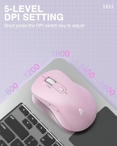 SOLAKAKA SM66 Pink Silent Dual Mode 2.4GHz Wireless Mouse, Adjustable 4200 DPI,Rechargeable Wireless Computer Mouse for PC Mac Laptop, Desktop - color: pink