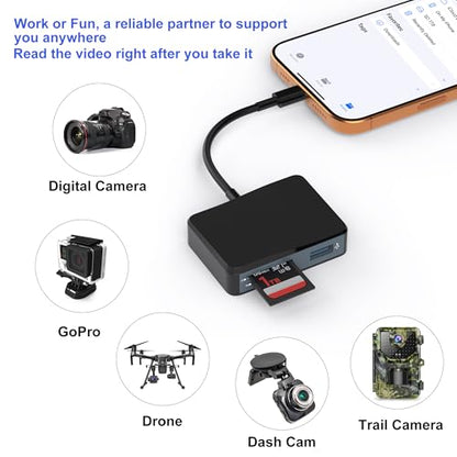 SD Card Reader, 5 in 1 USB-C & USB Card Adapter with SD/MicroSD/MS and Dual USB-A Ports Memory Card Reader for iPhone 17/16/15 Pro Max iPad MacBook Pro/Air M4/M3 Android Phone/Tablet PC (Black) - color: Black