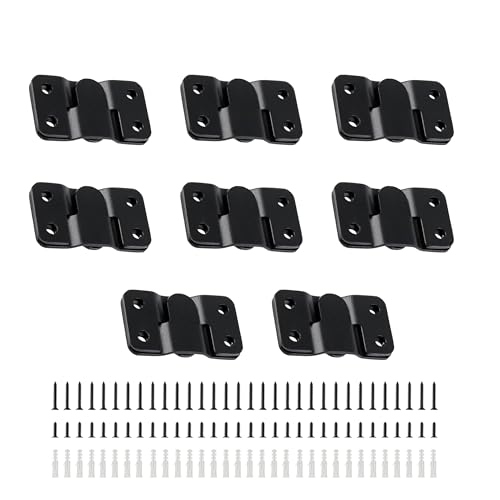 16Pcs Stainless Steel Interlock Hanging Buckle,Flush Concealed Mount Brackets Stainless Steel Z Clip Bracket Interlock Hanging Buckle Mountain Buckle for Picture Display Art Gallery (L2, Black) - color: Black, size: Large With Screws