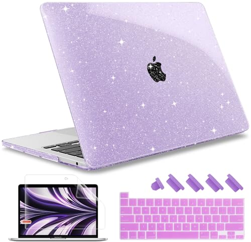 May Chen Compatible with MacBook Pro 13 inch Case 2022 2021 2020 Release A2338 M2 M1 A2251 A2289, Plastic Hard Shell Case Keyboard Cover for MacBook Pro 13 Touch Bar Fits Touch ID, Shining Purple - color: Shining Purple