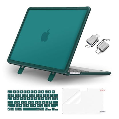 MOSISO Compatible with MacBook Air 13 inch Case M5 M4 M3 M2, Teal Green | 4 in 1 Kit Anti-Crack Hard Shell with Kickstand for MacBook Air 13.6 inch Case 2026-2022 A3449 A3240 A3113 A2681 - color: Teal Green