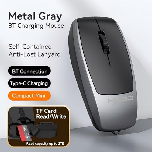 Wireless Mouse Mini Small Finger Bluetooth Mouse with TF Card Reader,Silent Pocket Portable Handheld Tiny Compact USB Travel Optical Mice for PC Laptop Computer Macbook Tablet Kids Women Men Gift - color: Black