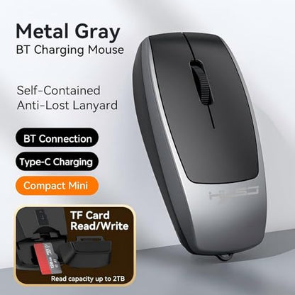 Wireless Mouse Mini Small Finger Bluetooth Mouse with TF Card Reader,Silent Pocket Portable Handheld Tiny Compact USB Travel Optical Mice for PC Laptop Computer Macbook Tablet Kids Women Men Gift - color: Black
