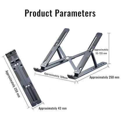 Desktop Laptop Stand, iPad Stand, Aluminum Alloy, Portable Foldable, 7Level Adjustable, Ergonomic, Suitable for Laptops Up to 18 Inches,Easily Put in Bag & use anywhere (1, Full silicone Black) - color: Full silicone Black