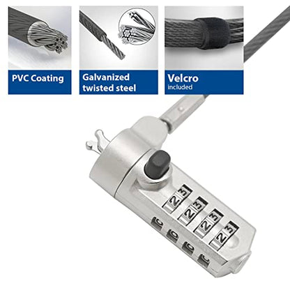 ACT Laptop Lock Security Cable 2m, Password Protection 4 Digit Combination Lock, Wedge Slot Notebook Lock, Swivel Lock Head, Laptop Lock Dell, Portable Anti-Theft Cable - AC9035 - style: combination lock