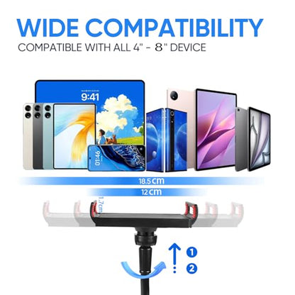 Lazy Bracket Gooseneck Tablet Holder for Bed, 360 Flexible Long Arm Adjustable Tablets Stand Clamp for Desk Phone Mount, Compatible with iPad 4" - 8" Tablet Gooseneck Holder Cell Phone Stand