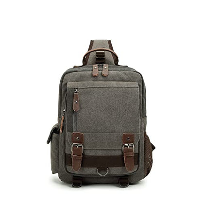 Sechunk Canvas Messenger Bag Sling Bag Crossbody Bag Shoulder Bag Retro Cross Body Handbags - color: Grey, size: Small