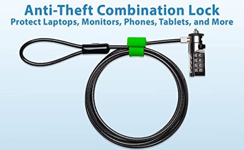 ChargeTech Anti-Theft Combination Cable Lock for Securing Laptops, Computers, Tablets and Other Devices