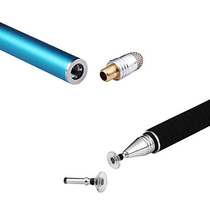 Mixoo 2-in-1 High Precision Stylus (Disc & Fiber Tips 2 in 1 Series), Extra with 3 Replaceable Tips, Compatible with Capacitive Touch Screen Devices (Blue) - color: Blue