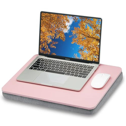 ZEAPTAC Lap Desk with Pillow Cushion, Portable Bed Desk, Fits up to 15.6 inch Laptop, Lap Stand for Bed & Couch & Carpet, Book/Tablet/Drawing Board Stand - Pink - color: Pink
