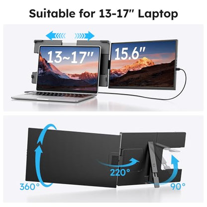 Dopesplay Laptop Screen Extender, 15.6" FHD 1080P IPS External Portable Monitor for Laptop, Plug & Play Dual Screen Monitor for 13"-17" Laptops, Compatible with Mac, Wins, Chrome, Android, Dex - size: 15.6"