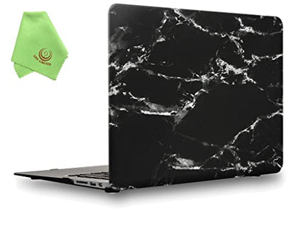 UESWILL Marble Pattern Smooth Hard Shell Case Cover Compatible with MacBook Air 11 inch (A1465/ A1370) + Microfibre Cleaning Cloth, (Black/White) - color: Pattern-marble Black White, size: MacBook Air 11"