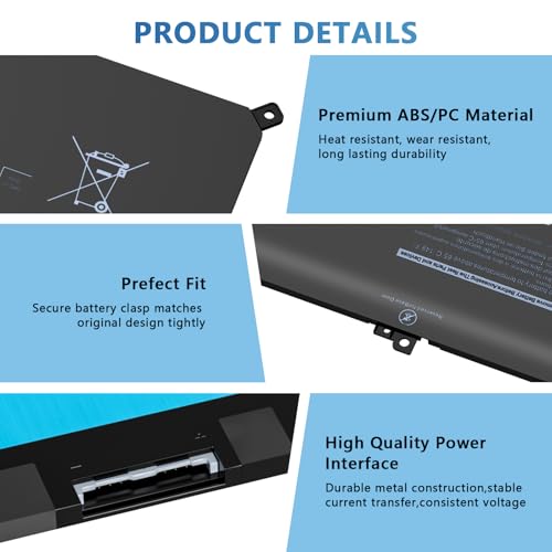 60Wh F3YGT Laptop Battery Compatible with Dell Latitude 12 7000 7280 7290 13 7380 7390 P29S002 14 7480 7490 P73G002 E7480 E7280 E7290 DM3WC DM6WC 2X39G - size: F3YGT for Dell
