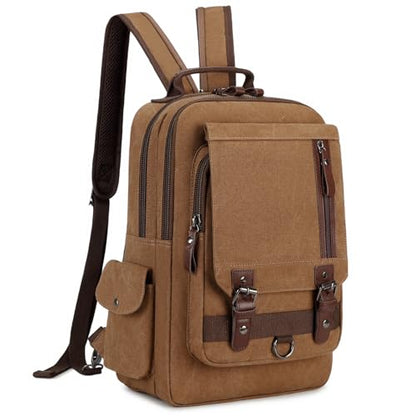 mygreen Canvas Cross Body Messenger Bag Shoulder Sling Backpack Travel Rucksack - color: Coffee Xl-zipper Shoulder, size: X-Large