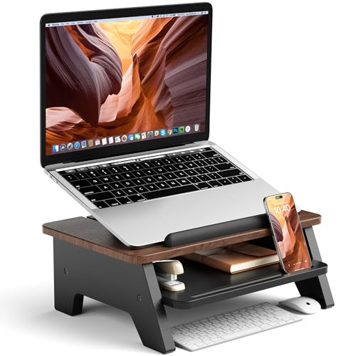 AFOOYO 2-Tier Laptop Stand,Adjustable Riser,Desk Organizer Accessories Ventilated Cooling Ergonomic Computer Holder 10-15.6" Notebook,Desktop Storage Compatible with MacBook,Dell,HP,Lenovo - size: Short