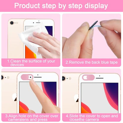 5 Pcs Webcam Cover Slide Camera Privacy Cover Ultra Thin Laptop Webcam for Office Computer Tablet and Desktop Use(Pink) - color: Pink