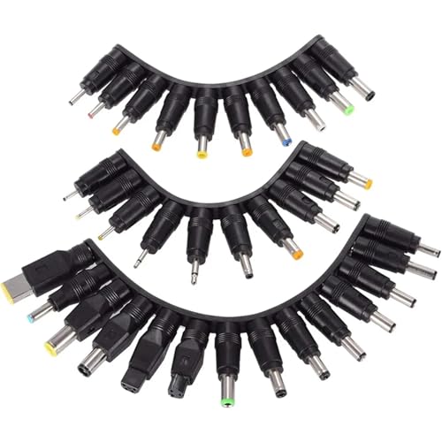 DC Power Connector AC Power Adapter Connector Kits Universal Laptop Notebook DC Plug Set Jack Tips for Low Current Transmission to Led Strip/Router(34pcs) - size: 34pcs