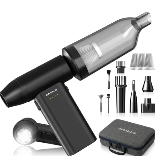 Electric Compressed Air Duster Vacuum Cleaner LED Light 180000 RPM | 5-Speed Handheld Mini Blower Storage Bag PC Cleaning Kit USB-C Rechargeable for Keyboard Home Outdoor Car BBQ Grill