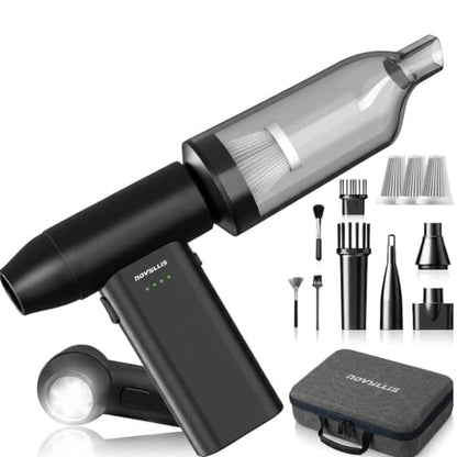 Electric Compressed Air Duster Vacuum Cleaner LED Light 180000 RPM | 5-Speed Handheld Mini Blower Storage Bag PC Cleaning Kit USB-C Rechargeable for Keyboard Home Outdoor Car BBQ Grill