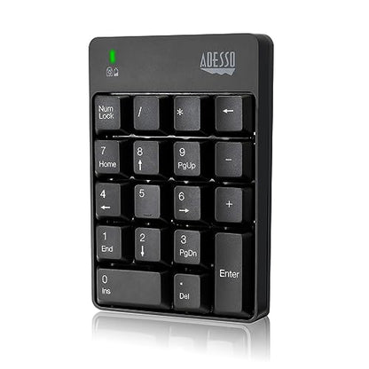Adesso WKB-6010UB - Wireless Spill Resistant 18-Key Numeric Keypad Number Pad, Black