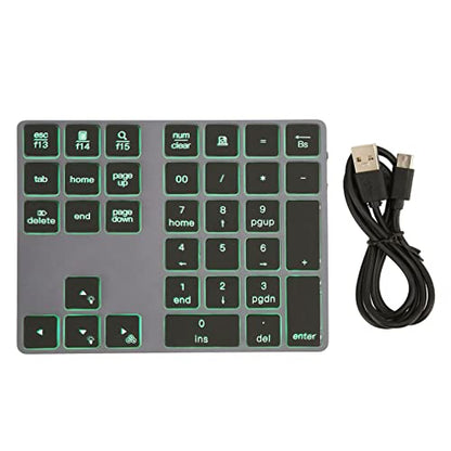 EBTOOLS Bluetooth Number Pad, Rechargeable 34 Key Numeric Keypad with 7 Color Backlit, Mini External Keyboard, Complement to Laptop, for OS