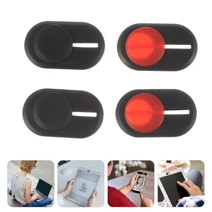 Garneck 4pcs Phone Tablet Webcam Cover Privacy Protector Ultra-Thin Webcam Privacy Shutter for Laptop and Mobile Devices Black and Red Sliding Covers