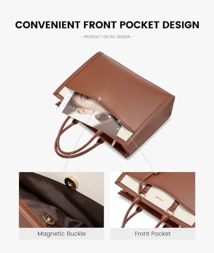 LOVEVOOK Laptop Tote Bag for Women, Leather Office Work Bag Briefcase fit for 15.6 inch Laptop, Large Teacher Computer Bag Handbag,2pcs Set Leather/Brown-White | PU Leather Business Briefcase Teacher Travel College Bag Handbag fit for 15.6 inch Laptop, Of